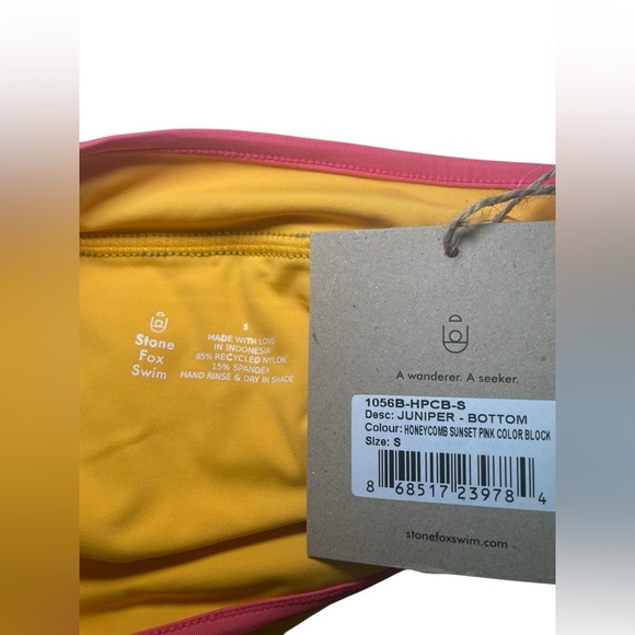 Stone Fox Swim Juniper High Waist Bikini Bottom Orange NWT Size Small - Picture 5 of 5